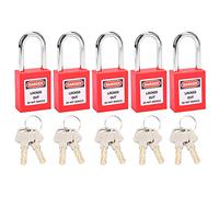 Zhangpu 5 Set Serratura di blocco 38mm con chiavi, isolamento LOTO Nylon PA Steel per l'energia nucleare Logistica Trasporto (Rosso)