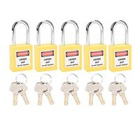 Zhangpu 5 Set Serratura di blocco 38mm con chiavi, isolamento LOTO Nylon PA Steel per l'energia nucleare Logistica Trasporto (Giallo)