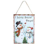 Zhangpu Targa in Legno da Appendere, Targa con Pupazzo di di Natale, I Love Snow Days, Placca con Ciondolo, Segni Decorativi per Decorazioni Natalizie