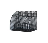 zhangrui1888 Portadocumenti Organizzatore di file da scrivania, portadocumenti verticale in rete metallica, organizzatore a 4 sezioni for ufficio Portariviste(Nero)