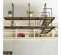 ZHANGshouf Mensola rustica in legno da appendere per piante e fiori, montaggio a parete, con telaio in ferro, supporto decorativo sospeso per la decorazione della casa, 90 x 30 x 80 cm