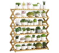 ZHANGshouf Supporto per Piante in Legno a 6 Ripiani - Portafiori Pieghevole per Esposizione Interna ed Esterna, scaffale per Bonsai, Soluzione per la conservazione di Decorazioni per la casa