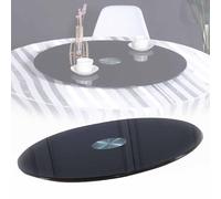 ZHANGXAO Piatto Girevole da Tavolo Lazy Susan, Girevole a 360°, Piatto da Portata Liscio da 20", 24", 27", 31", 35", 39", Piatto da Esposizione in Vetro temperato Nero, centrotavola da Pranzo con BOR