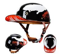 ZHANGXIO Omologato ECE Vintage Casco Demi-Jet Motociclo Casco Aperto Caschi Uomo Donna Moto Semiaperto Casco Ciotola Adulti Scooter Elettrico Mezzo Casco