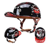 ZHANGXIO Omologato ECE Vintage Casco Demi-Jet Motociclo Casco Aperto Caschi Uomo Donna Moto Semiaperto Casco Ciotola Adulti Scooter Elettrico Mezzo Casco