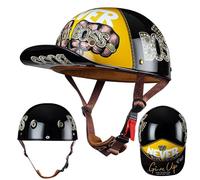ZHANGXIO Omologato ECE Vintage Casco Demi-Jet Motociclo Casco Aperto Caschi Uomo Donna Moto Semiaperto Casco Ciotola Adulti Scooter Elettrico Mezzo Casco