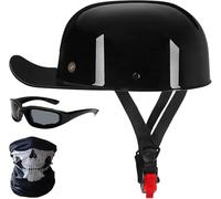ZHANGXIO Vintage Open Face Motorcycle Helmet Baseball cap Half Helmets con Maschera Occhiali Jet Helmet per Bicicletta Cruiser Scooter, M ~ XL per Adulti