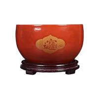 ZHANGXLIOZ-2025 Acquario Treasure Bowl Ceramic Fortune Fish Tank Desktop Small Turtle Feeding(Red,29x18cm)