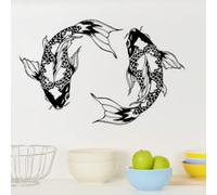 ZHANGXUANS Adesivo da Muro in Vinile con Tatuaggio Giapponese di Carpe Koi per Cucina e Bagno, Adesivo da Muro Nero rimovibile53 x 57 cm
