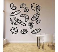 ZHANGXUANS Adesivo da parete in vinile nero - decorazione panetteria, adatto per ristoranti e cucine, esprimendo tema cibo, adesivo da parete rimovibile 57 x 58 cm