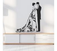 ZHANGXUANS Coppia Appena Sposa Matrimonio Romantico Decorazione della Parete Adesivi murali per la Camera da Letto Adesivo da Muro Nero smontabile 80x85cm