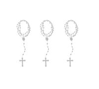 ZhangyiHot 3 rosario in plastica con perline luminose, per preghiera cattolicesimo, gioielli religiosi, collana con croce per donne, collana a catena per uomini, collane da donna (bianco)