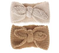 Zhangyusong Fascia per capelli a turbante per neonata, calda fascia per capelli con nodo di coniglio, 2 pezzi (marrone+beige, taglia unica)
