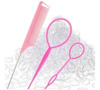 Zhangzitao 1000 elastici per capelli, morbidi elastici per capelli di piccole dimensioni, adatti per ragazze e donne; 2 accessori per capelli stile twist; 1 pettine a punta