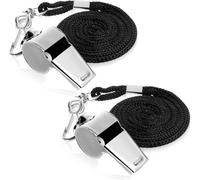 Zhangzitao Confezione da 2 fischietti in acciaio inox con cordini e fischietti per allenatori. Fischietto sonoro e chiaro per movimento di emergenza, adatto per allenatori, arbitri, insegnanti