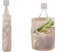 Zhangzitao Sacchetti in rete riutilizzabili e traspiranti, da appendere, per cipolle, aglio, patate, cipolle, aglio, verdure, frutta (1)