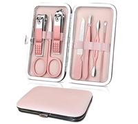 Zhangzitao Set per manicure di alta qualità, 7 in 1, tagliaunghie, forbici e pedicure, in acciaio inox, strumenti per la cura delle cuticole, include custodia da viaggio di lusso portatile per