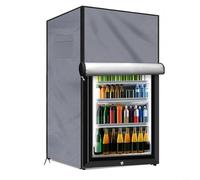 Zhanhai Copertura per frigorifero da esterno 210D, impermeabile, antipolvere, protezione verticale per congelatore con sfiato in rete, borse portaoggetti, cinghie regolabili (grigio, L 58 x 58 x 142