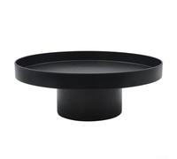 Zhanhai Vassoio decorativo rotondo, per profumi, candele, design con base cilindrica alta e spessa, vassoio rotondo per tavolino da caffè (nero, L)