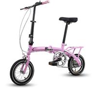 ZHANIZING Bicicletta pieghevole da città da 12" in lega leggera, con pneumatici rinforzati e freni anteriori/posteriori - Adatta ad adulti, bambini e ragazzi(Pink)