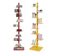 ZHANIZING Libreria a torre girevole in metallo, libreria a torre girevole a 9 ripiani con base 39x39 cm, contenitore multifunzionale per libri e piante, struttura in acciaio al carbonio(Red)