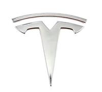 ZHANK Griglia Anteriore Auto Distintivo Dell'emblema per Tesla Model Y 2019-2025, Fregi Stemma Logo, 3D Logo Anteriore, Emblemi Esterni Auto Distintivo, Logo Emblema Badge Adesivo,Silver-Ahead