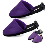 Zhanmai Pattini da bowling, 2 pezzi, copriscarpe da bowling con fascia elastica regolabile, accessori da bowling per uomini e donne, bowler che giocano a ballare, L (nero, viola)