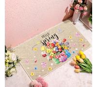 Zhanmai Spring Welcome Mats Hello Spring - Zerbino floreale per interni ed ingresso, grazioso zerbino decorativo per esterni, antiscivolo, per porta d'ingresso, 40,6 x 71,1 cm