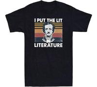 zhanxiangzhi Edgar Allan Poe I Put The Lit in Literature Vintage Men T Shirt Cotton Tee Black M