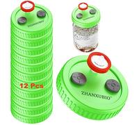 ZHANXUBIO - Coperchio per vasetti di coltura di liquidi a bocca larga, bocca rejular, in plastica per uso alimentare, con membrana in PTFE e porte di iniezione autorigeneranti per funghi (12 pezzi,