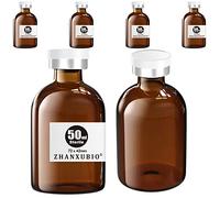ZHANXUBIO Flaconi vuote sterili con porta di iniezione autoguarigione e tappo in plastica di alluminio, confezione sterile (50ml ambra 6PCS)