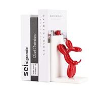 ZHANYUN Fermalibri Cane Palloncino in Resina, Reggilibri per Mensole e Libreria, Statuetta Cane e Scultura Moderna, Fermalibri Design Pesante per Sostenere Libri, Ideale per Ufficio e Casa（Rosso -1)