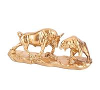ZHANYUN Statua di toro e orso di Wall Street, scultura animale toro in borsa, unica in resina, statuetta di toro contro orso, decorazione per ufficio, casa, amanti del mercato azionario (oro, S)