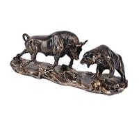 ZHANYUN Statua di toro e orso di Wall Street, scultura animale toro in borsa, unica in resina, statuetta di toro contro orso, decorazione per ufficio, casa, amanti del mercato azionario (bronzo, L)
