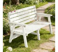 ZHAOBEIK Panchine da Giardino per Esterni, Panca in Legno per 2-3 Persone con 6 Gambe di Supporto, Adatta a Tutte le Stagioni, per Portico e Parco(White)