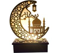 Zhaocaigui Ykop Ramadan Eid Decorazioni LED Musulmano Luce Notturna Eid Mubarak Ornamenti DIY Legno Festival Luce Luna Stelle Tenda Luci