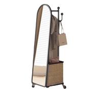 Zhaoj24-05 Specchi a figura intera Specchio a figura intera, specchio dal pavimento al soffitto, girevole, appendiabiti, integrato, for camera da letto(Nero)