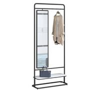 Zhaoj24-05 Specchi a figura intera Specchio da toeletta rotante con specchio a tutta altezza dal pavimento al soffitto, appendiabiti parete integrato, semplice camera letto for la casa(Nero,70cm)