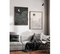 ZHAOLIN 2 pezzi di arte murale su tela con sole e luna - poster in bianco e nero in stile bohémien, arredamento moderno e minimalista per soggiorno e camera da letto (60x90cmx2/cornice)