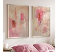 ZHAOLIN 2 pezzi di stampa artistica da parete rosa e beige, dipinti su tela neutri astratti, estetica femminile, decorazione per camera da letto, soggiorno (50x70cmx2/senza cornice)