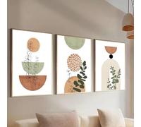 ZHAOLIN 3 pezzi moderno boho astratto forma pianta poster stampa metà secolo bohémien geometria botanica arte pittura decorazione da parete immagine 30x45cm(12x18in) x3 senza cornice