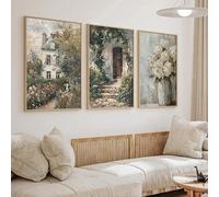 ZHAOLIN Dipinto a olio con rose e ortensie in stile rustico, stile cottage vintage, su tela, per arredamento soggiorno (60x90x3 cm/tela)
