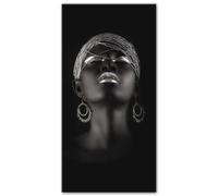 ZHAOLIN Donna nera con gioielli in argento Dipinti su tela Immagini da parete Immagini di arte africana Poster e stampe per la decorazione domestica moderna 50x100 cm (20x39 pollici) Senza cornice