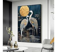 ZHAOLIN Moderna natura gru dorata e luna arte tela pittura poster stampe animali astratti arte murale quadri soggiorno arredamento 60x80cm senza cornice