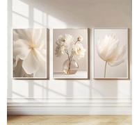 ZHAOLIN Nordic Beige Peonia Fiori Tela Pittura Moderna Floreale Botanico Poster Estetico Arte Murale Soggiorno Decorazione Casa 20x35cmx3 Senza Cornice