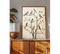 ZHAOLIN Poster con pittura a olio vintage raffigurante uccelli colorati, rondini e animali, interessante decorazione da parete su tela per il soggiorno (50x70 cm/tela)