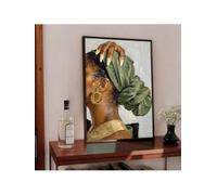 ZHAOLIN Poster con ritratto di donna africana nera astratta in stile boho, dipinto su tela minimalista, per l'arredamento moderno del soggiorno (70x100 cm/tela)
