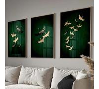 ZHAOLIN Stampe su tela con gru verde salvia, stampe artistiche giapponesi, arte giapponese, uccelli, decorazioni minimaliste per il soggiorno, regali, 70 x 90 cm, senza cornice.