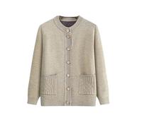 ZHAOMEI Cardigan Donna Invernale Cardigan da Nonna in Pile Caldo Tinta Unita da Donna, Classico Girocollo, con Bottoni, Maglione da Nonna, Giacca da Cardigan con Tasche, Cammello XL