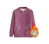 ZHAOMEI Cardigan Donna Invernale Maglioni Cardigan Lavorati A Maglia per Donne di Mezza età e Anziane, Maglioni con Scollo A Giro e Bottoni, Caldi Maglioni in Pile, Cardigan Lavorato A Maglia per Ve